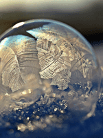 ice reflected in a ball