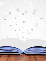 letters coming out of a book