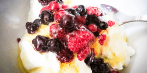 mixed berries on greek yoghurt