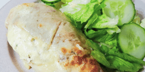 philadelphia stuffed chicken with a mozzarella crust