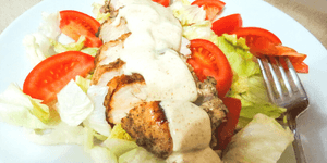 coriander chicken with a salad and lime mayonnaise