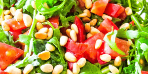 rucola, tomato and toasted pine nut salad