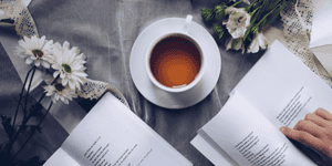 some books and a coffee