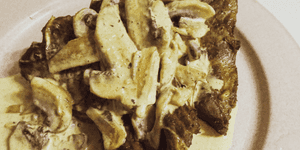 marinated lamb chops with creamy mushroom sauce