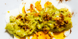 guacamole on boiled eggs