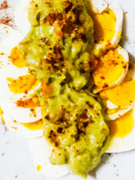 guacamole on boiled eggs
