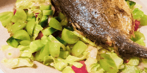 sea bream with grape salad and apple cider vinaigrette