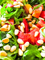 rucola, tomato and toasted pine nut salad